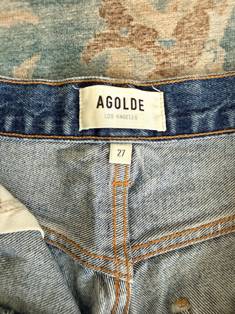 Agolde Distressed Light Blue Denim Cutoff Shorts - Picture 3 of 3